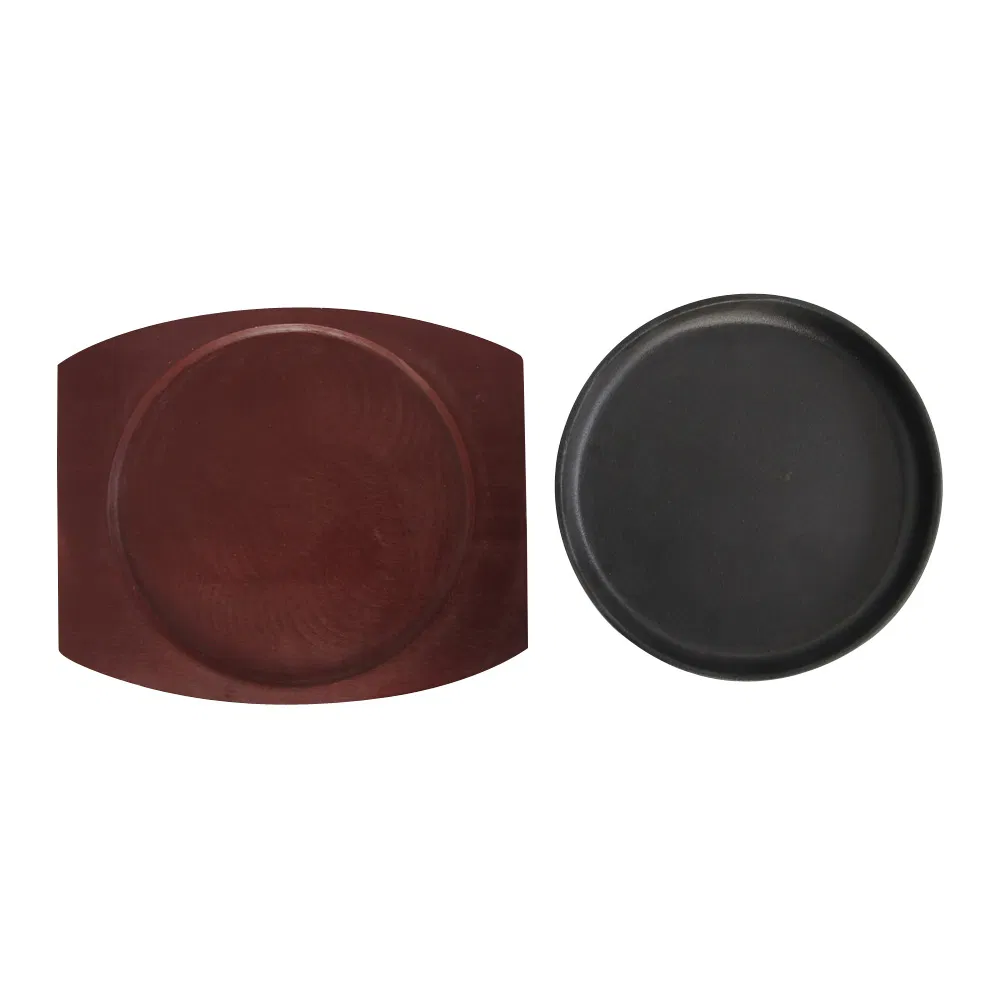 Vegetable Oil Cast Iron Sizzler Pan with Wooden Stand