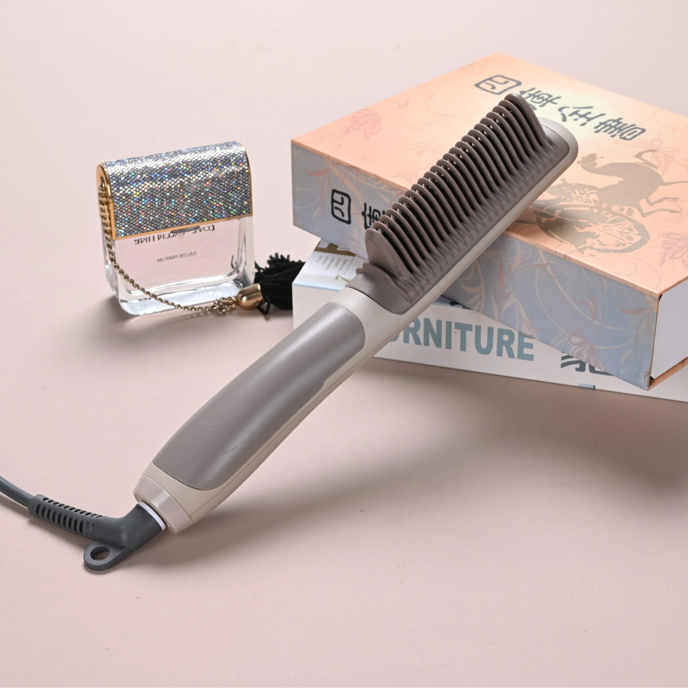 2-in-1 Professional Round Electric Rotating Portable Hot Heat Air Hair Dryer Brush Straightener Comb Blowout Brush