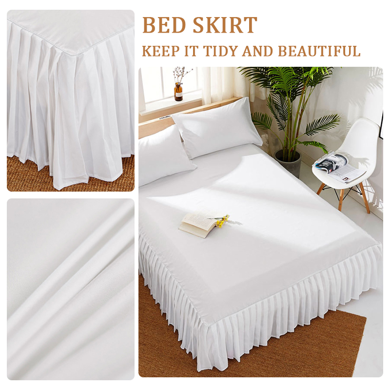 Wrap Around Bed Skirt with Adjustable Elastic Belt Easy to Put on, Wrinkle Free Dust Ruffles, Frame Cover for Queen, King and C-King Size Bed Bed Skirt