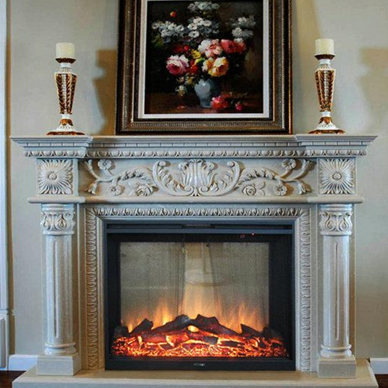 Камин из белого мрамора ручной работы