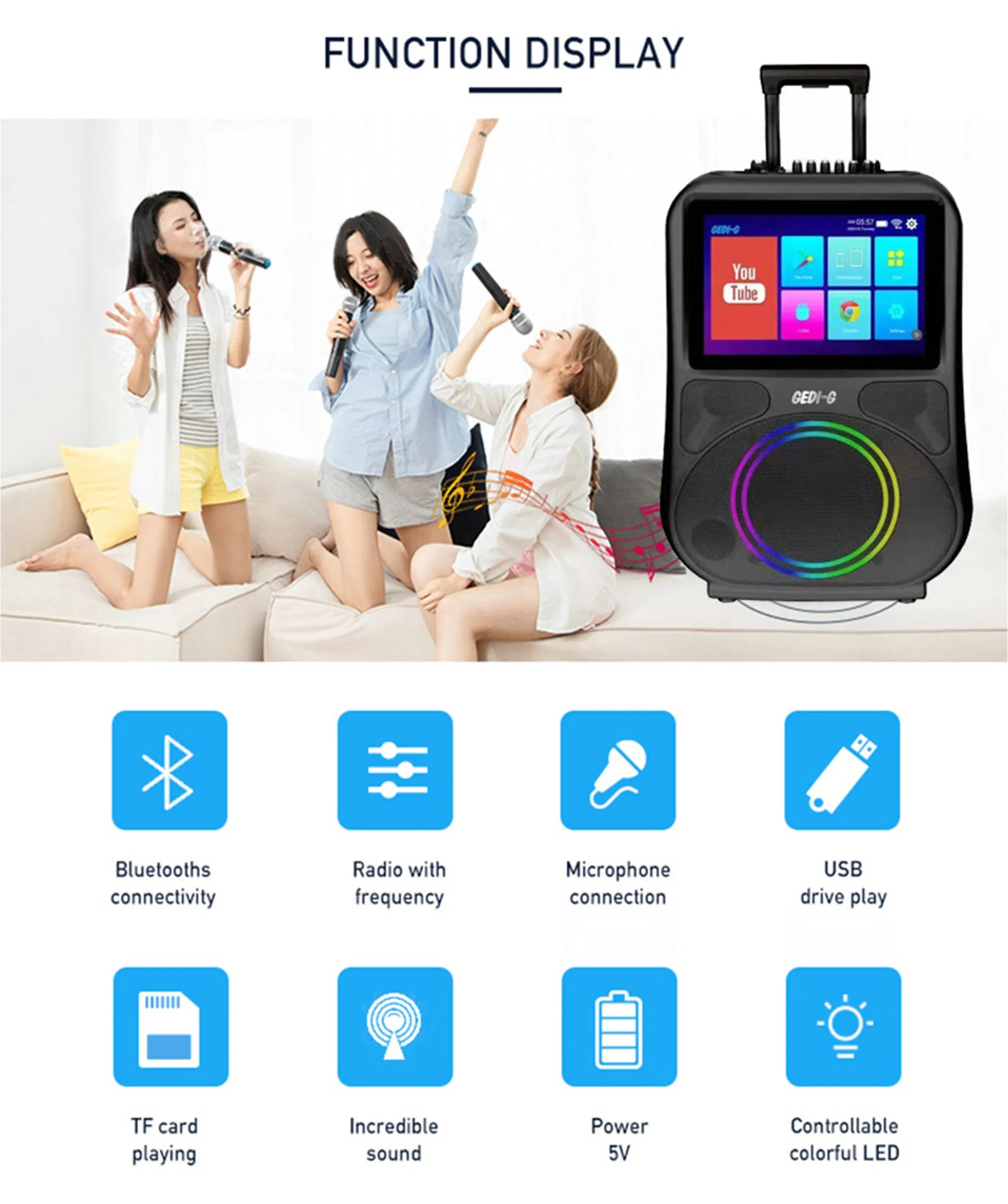 Портативная колонка-караоке с Android и сабвуфером