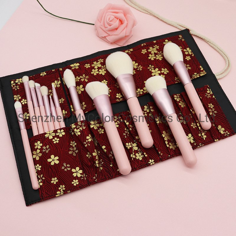 OEM ODM Premium Pink Makeup Brushes 12PCS Eye Shadow Lip Cosmetics Brush Set