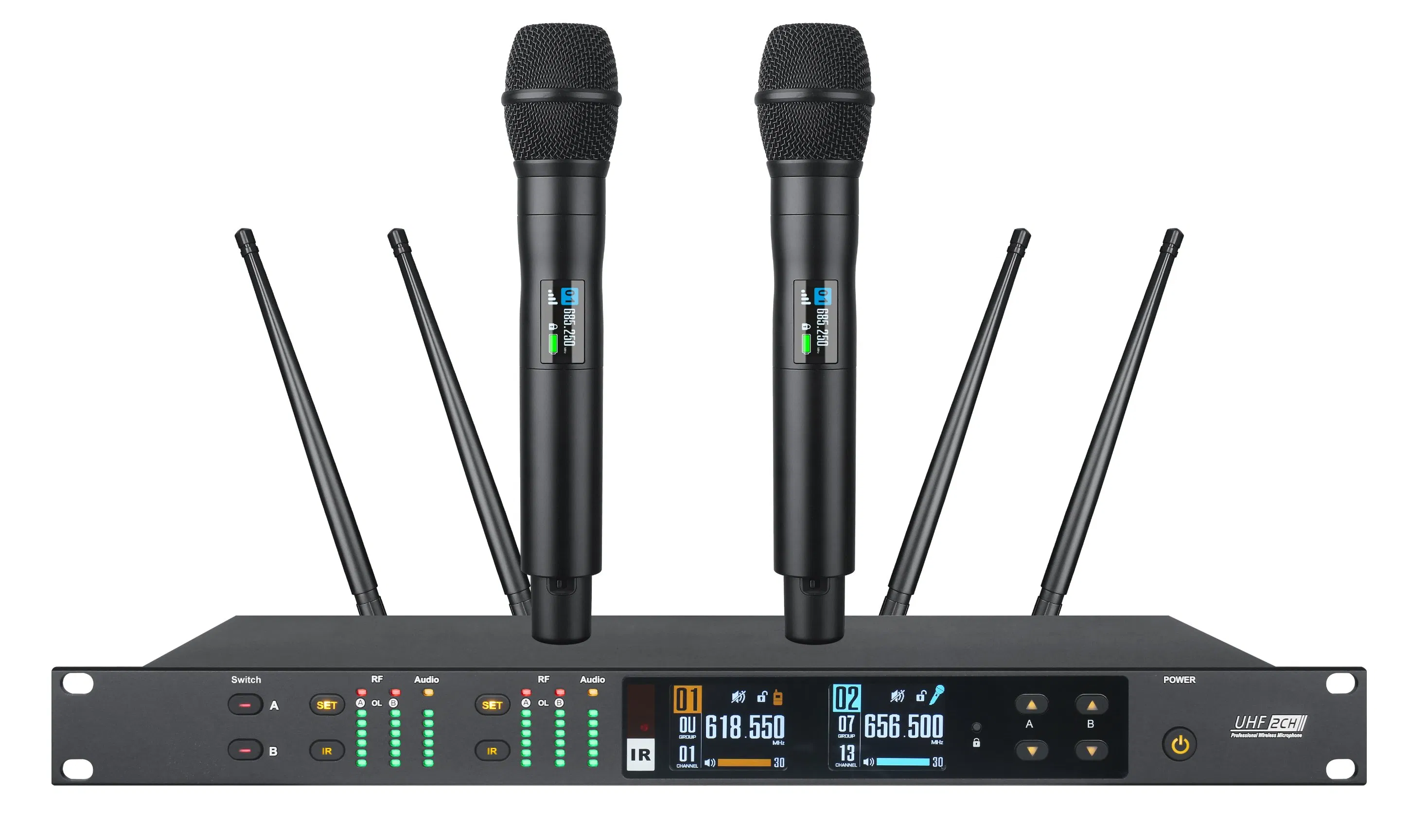 Newest Professional Wireless Microphone for Live Performance True Diversity with Spectrum Analyze