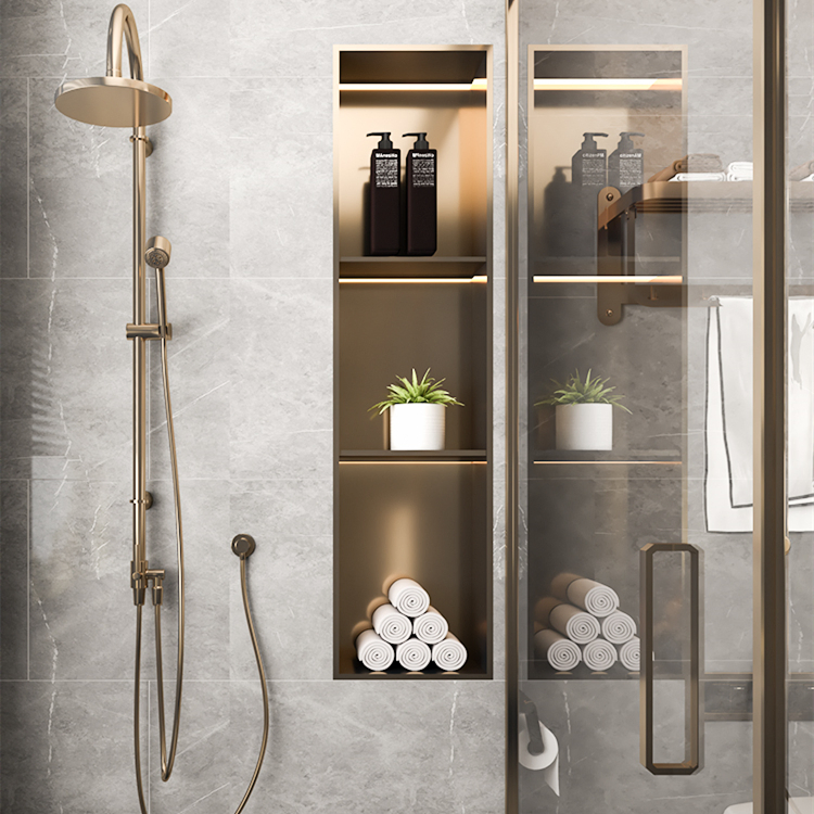 201 or 304 Stainless Steel Shower Niche Bathroom Shelf Embedded Closet Shower Room Concealed Metal Partition Cabinet