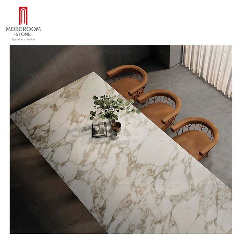 White Marble Look Porcelain Ceramic Tile Sintered Stone for Kitchen Island Countertop