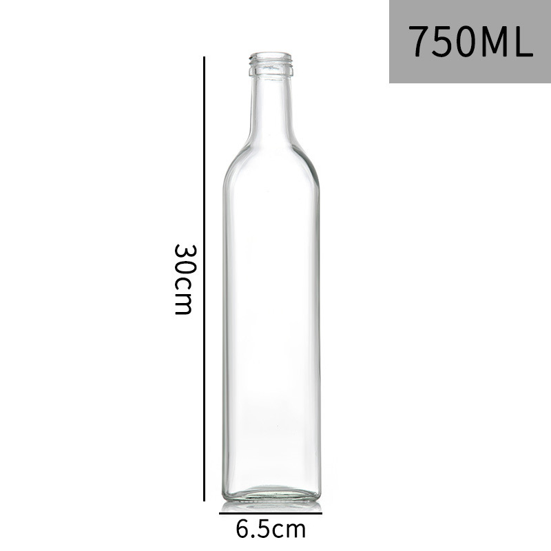 Transparent 1000ml 1liter Large Square Cooking Oil Glassware Kitchenware Olive Oil Glass Bottle