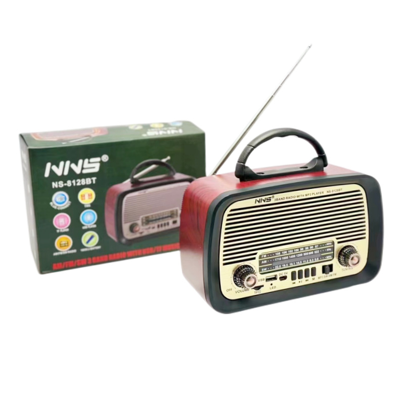 Ретро радио NS-8128BT с Bluetooth, деревянный корпус