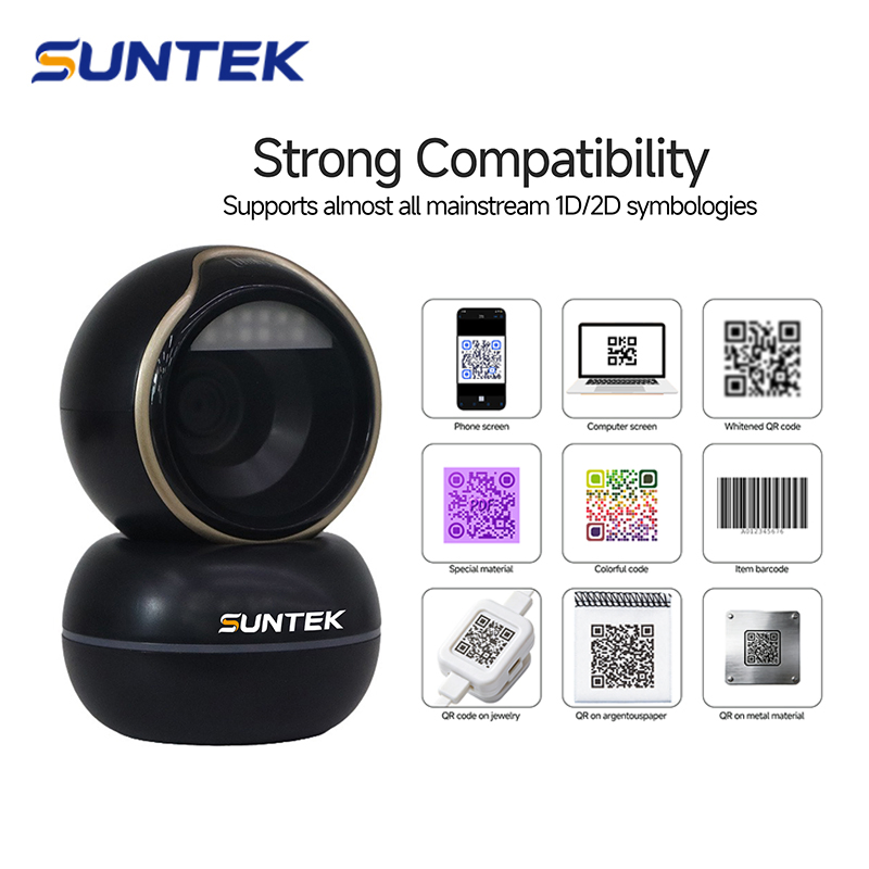 Plug and Play 2D/1d Platform Barcode Reader Suntek Easy-to-Use USB Code Scanner