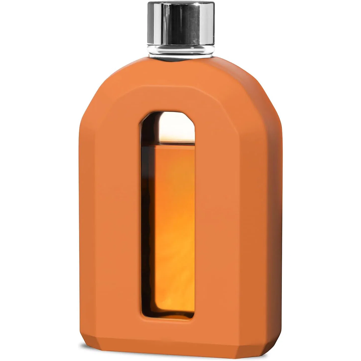 OEM ODM Protective Silicone Leather Sleeve Glass Hip Flask with Leakproof Lids