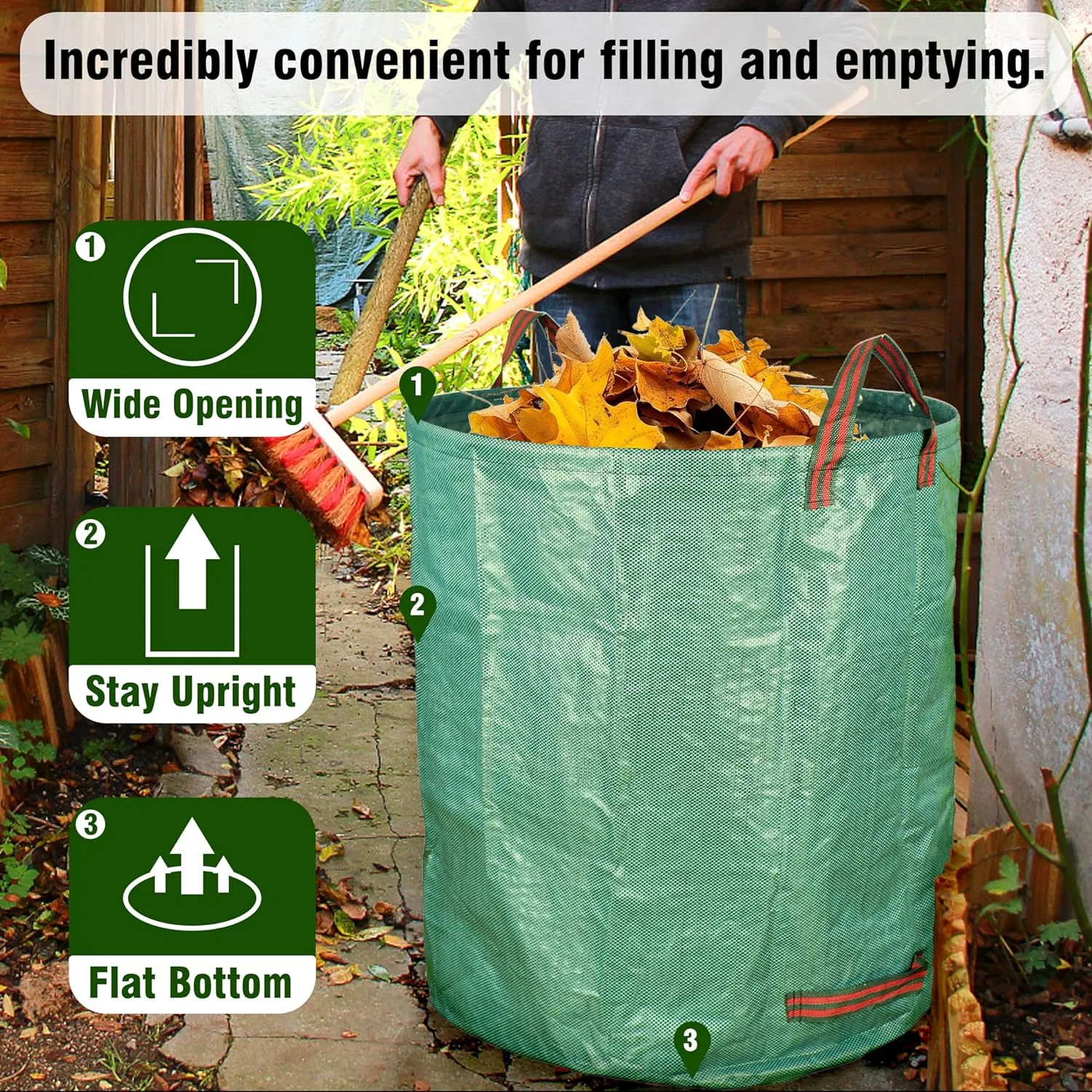 72 Gallon Lawn Garden Bag Reusable Yard Waste Bags