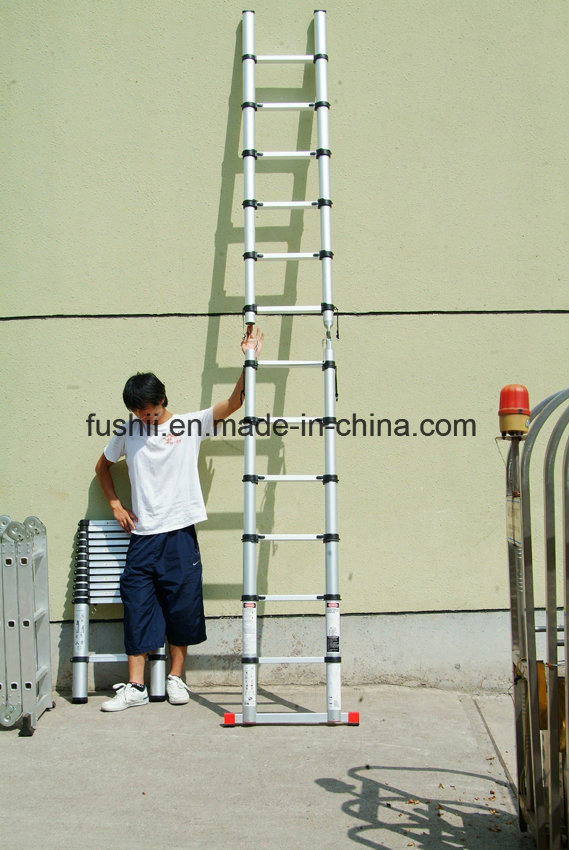 3.8m Telescopic Ladder with Stabilizer Bar and Finger Safety Gap/Finger Protect