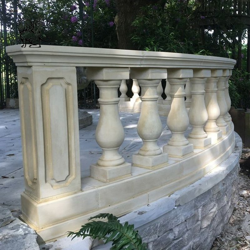 Factory Custom Outdoor French Villa Balcony Railing Design White Marble Roman Balusters Handrail