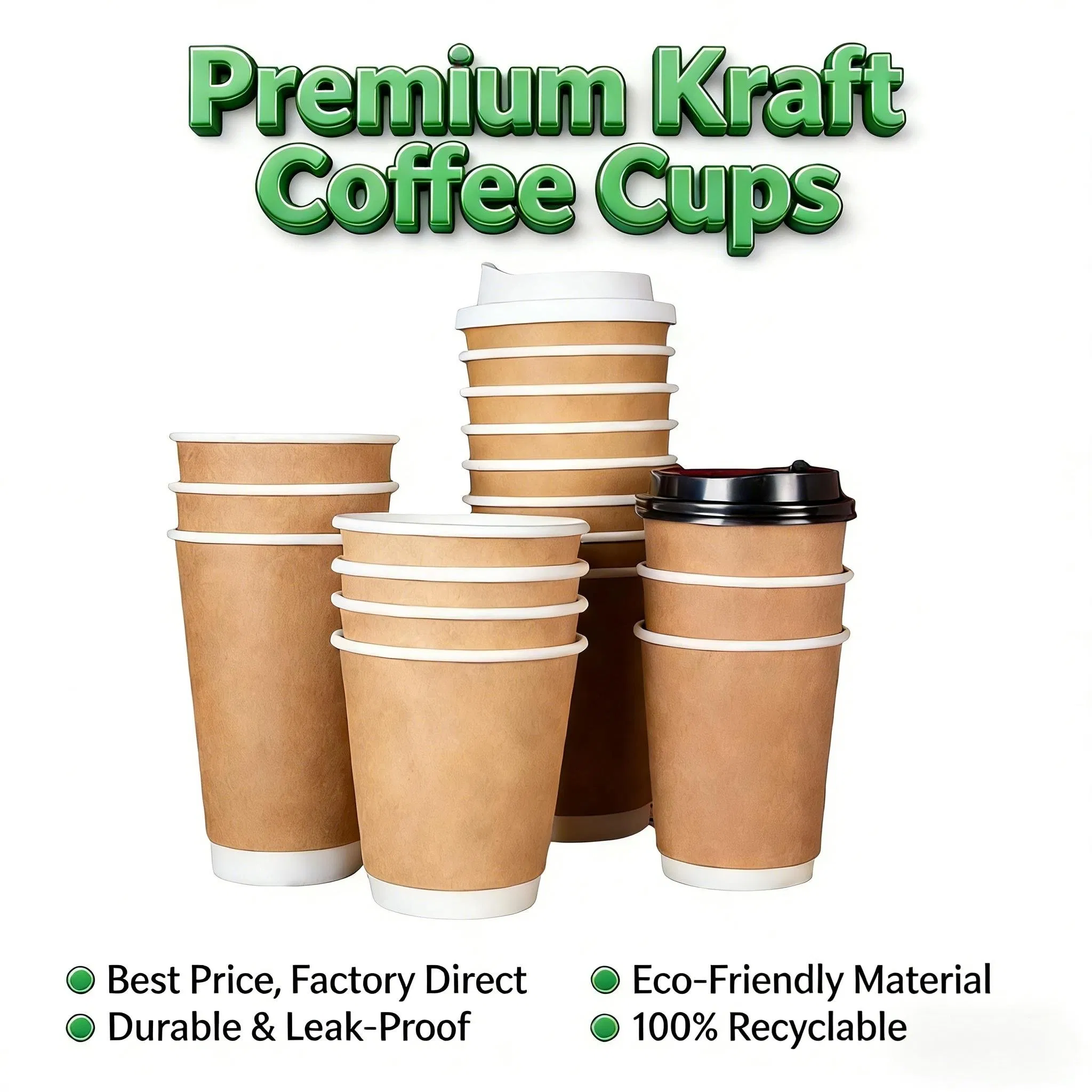 Customizable Double-Layered Hot Coffee Cups Kraft Paper Biodegradable Custom Printed Disposable Coffee Cup