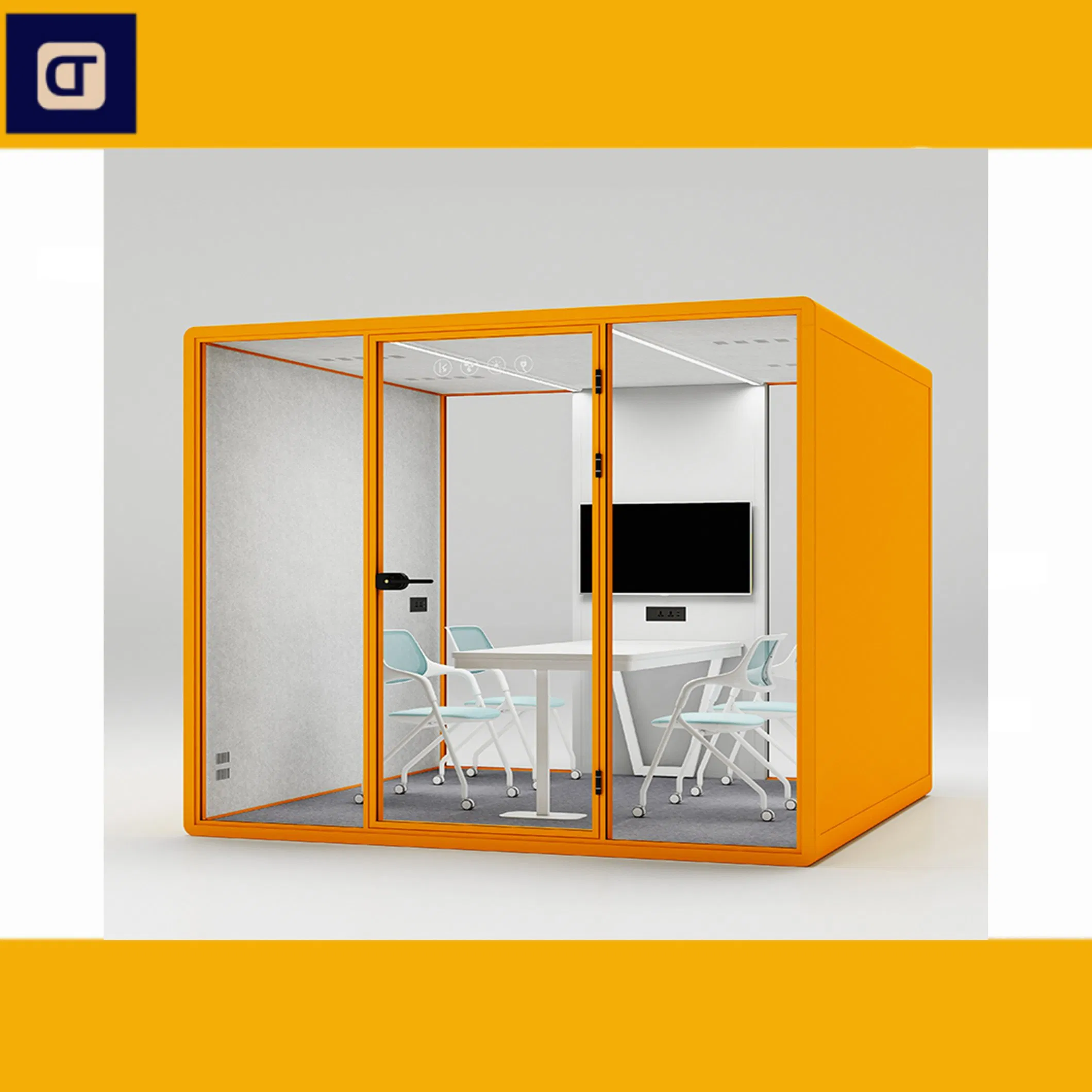 Soundproof Glass Booth Portable Office for Work Silence Booth Prefab House Office Pod Integrated House Meeting Pod Phone Booth