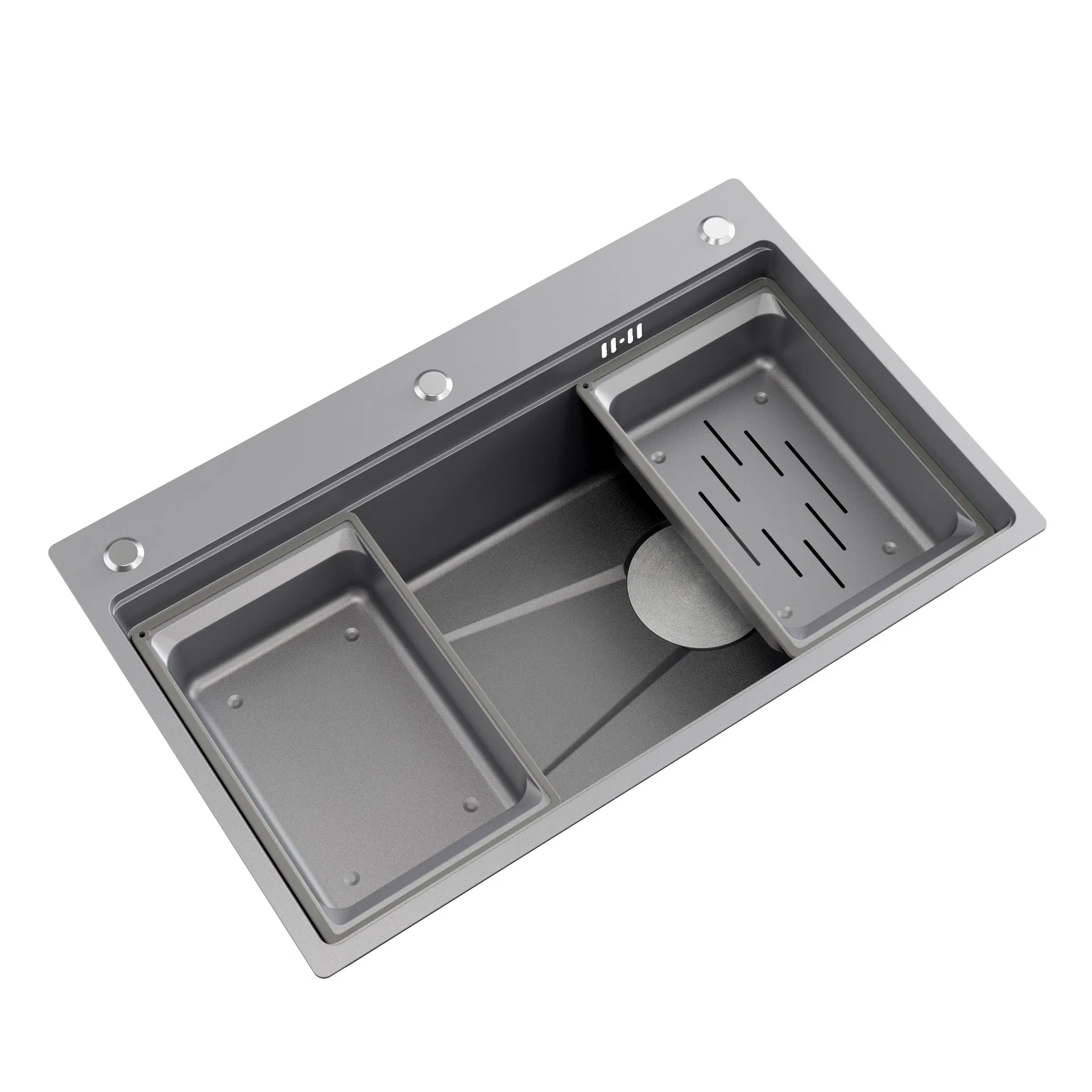 New SUS304 Thick Gun Gray Nano -Stainless Steel Kitchen Sink Wash and Cutting Big Single Slot Large Single Slot Lauror Pot Faucet