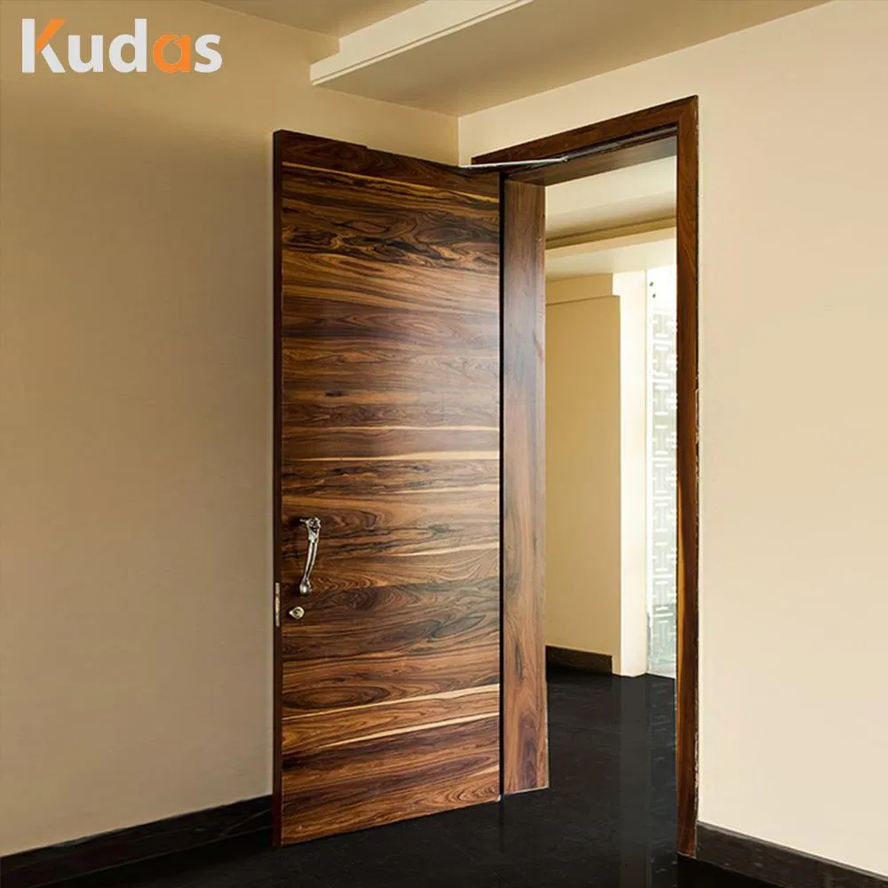 Double Entry Transitional Library Style Walnut Front Entrance Door for Houses