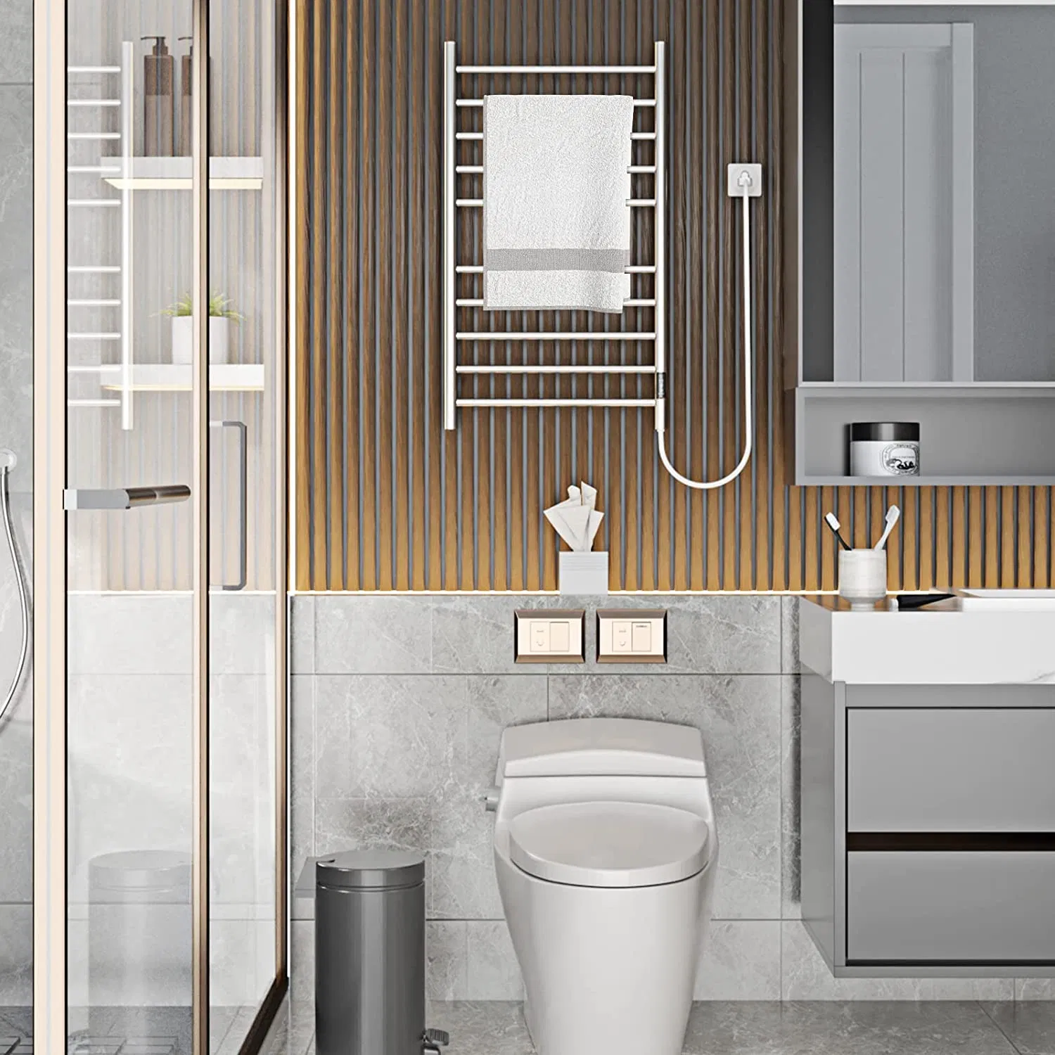 Towel Warmer Wall-Mounted Heated Towel Racks for Bathroom Stainless Steel with Timer