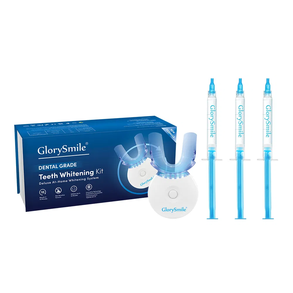 Teeth Whitening Kit with 5 LED Light 3PCS Peroxide Free Bleaching Gel