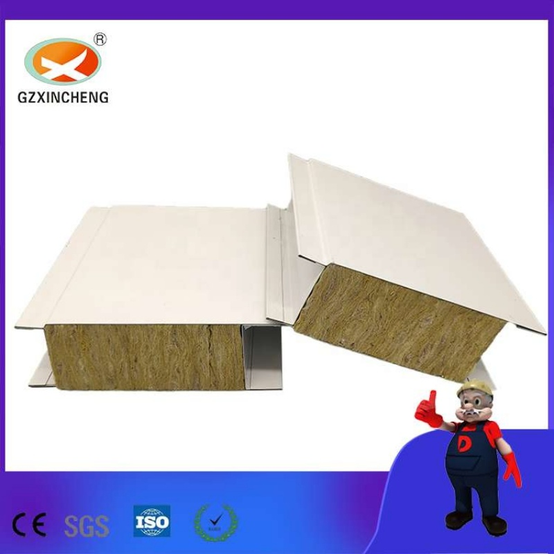 Heat Resistant Glass Magnesium Rock Wool Sandwich Wall Panel