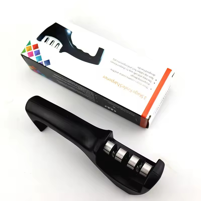 Kitchen 3/4-Segment Knife Sharpener Household Multi-Functional Hand-Held 3/4-Purpose Black Sharpening Stone Knife Sharpener Sharpening Tool