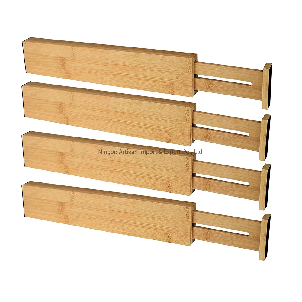 Manufacturer Natural Bamboo Adjustable Expandable Stackable Drawers Organizer