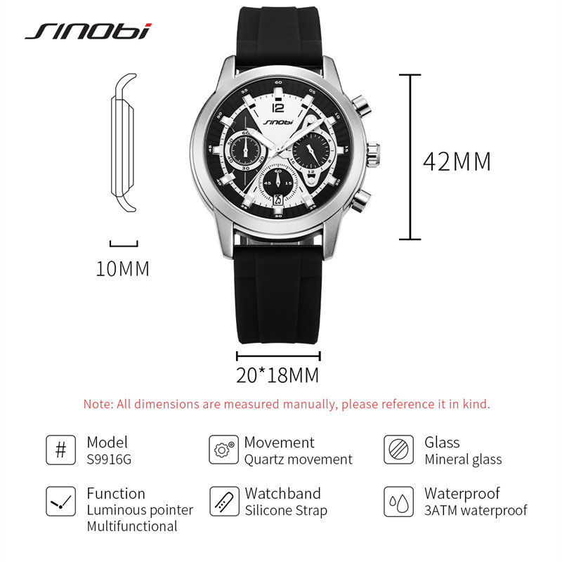 Hot-Selling Sinobo S9916g Neutral Waterproof Calendar Men's Multi Functional Quartz Watch