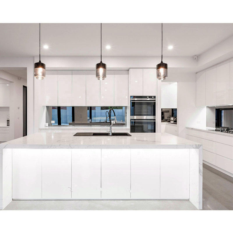 White Glossy Cabinets Modular Kitchen Cabinets with European Style Cupboard