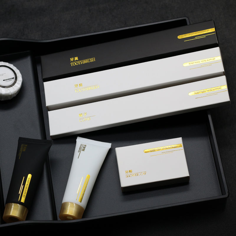 Custom Disposable 5 Star Luxury Hotel Travel Supplies Kit Eco Friendly Biodegradable Hotel Bathroom Toiletries Amenities Set