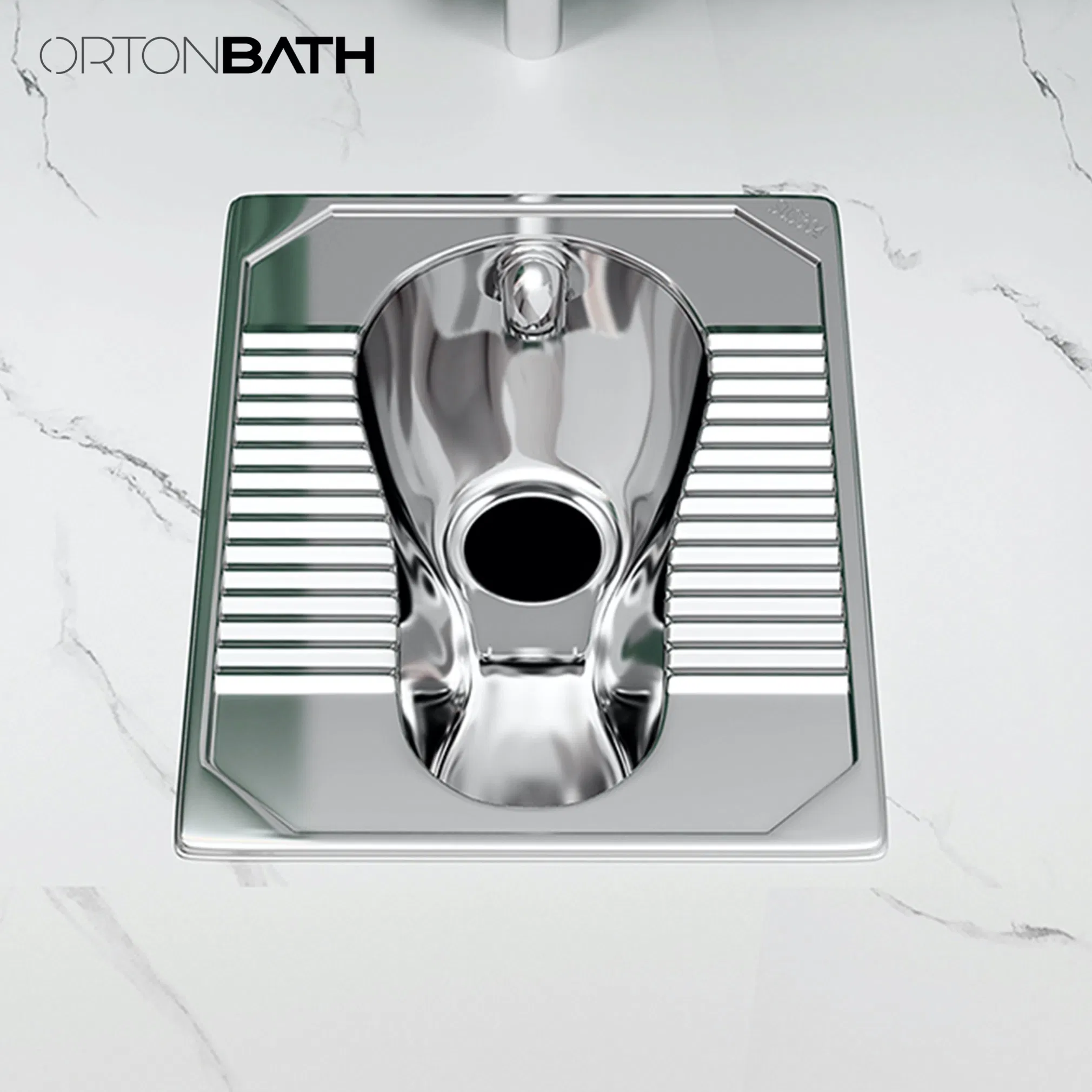 Ortonbath Commercial Stainless Steel Piss Wc Squatting Pan Toilet Squat Wc Pan for Prison Train Commerical Area