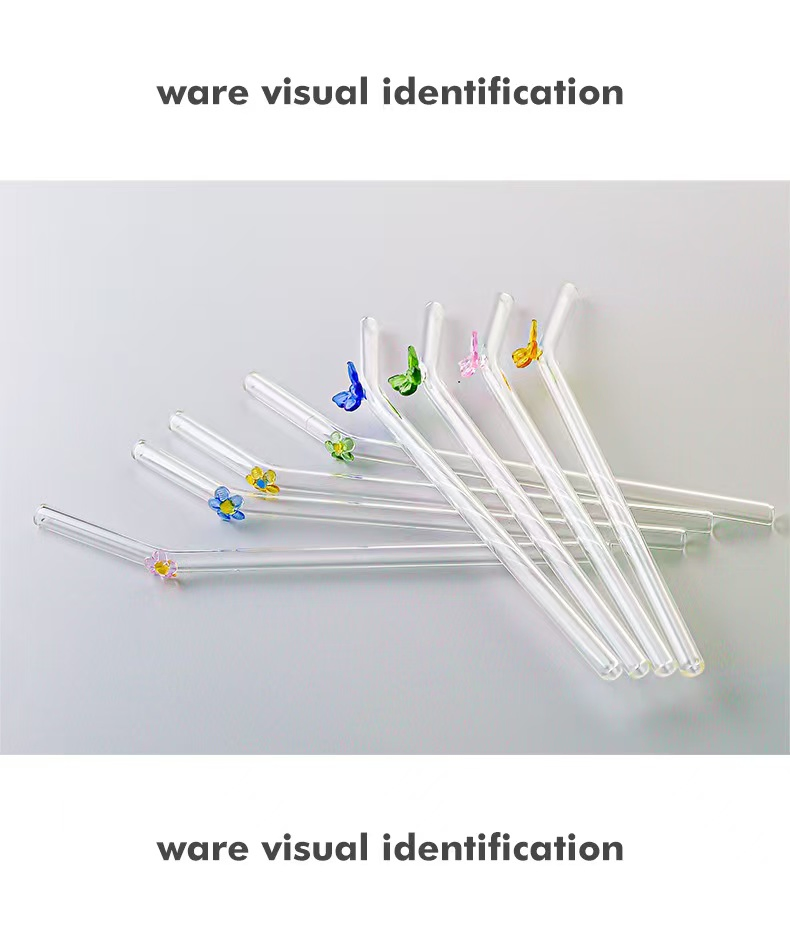 Custom Heat Resistant Creative Flower Elbow Non-Disposable Clear Glass Drinking Straw