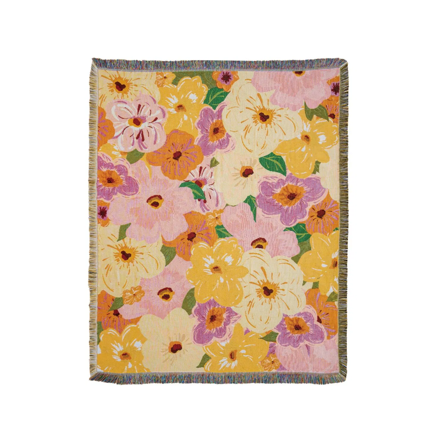 Плед Дайруй жаккардовый цветочный, плед для пикника