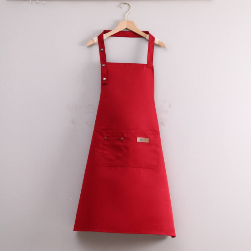 Custom Logo Khaki Black Orange Red Garden Work 100% Polyester Bib Cook Grill BBQ Chef Kitchen Aprons for Women Men