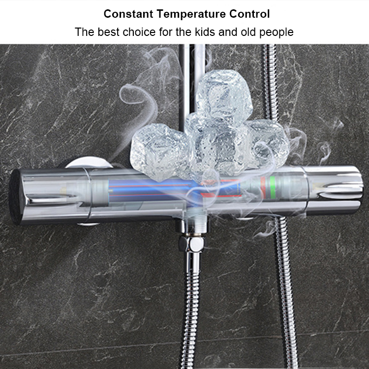Modern Chrome Thermostatic Mixing Valve Wall Mount Shower Mixer Bar Replacement Valve Outlet