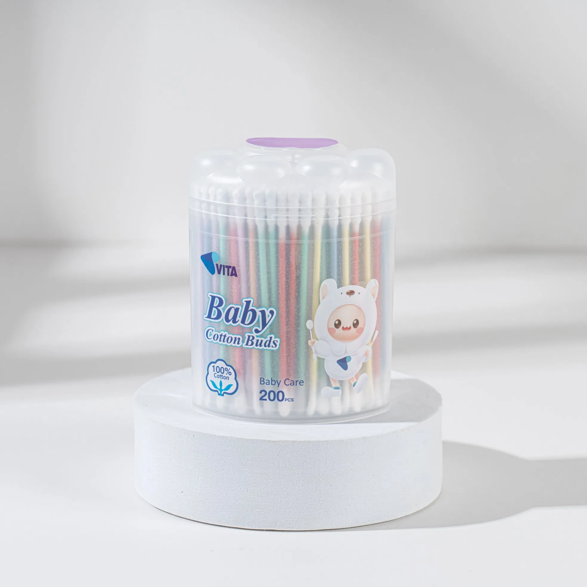 Eco-Friendly Colorful Cotton Swabs - 200 PCS for Daily Use