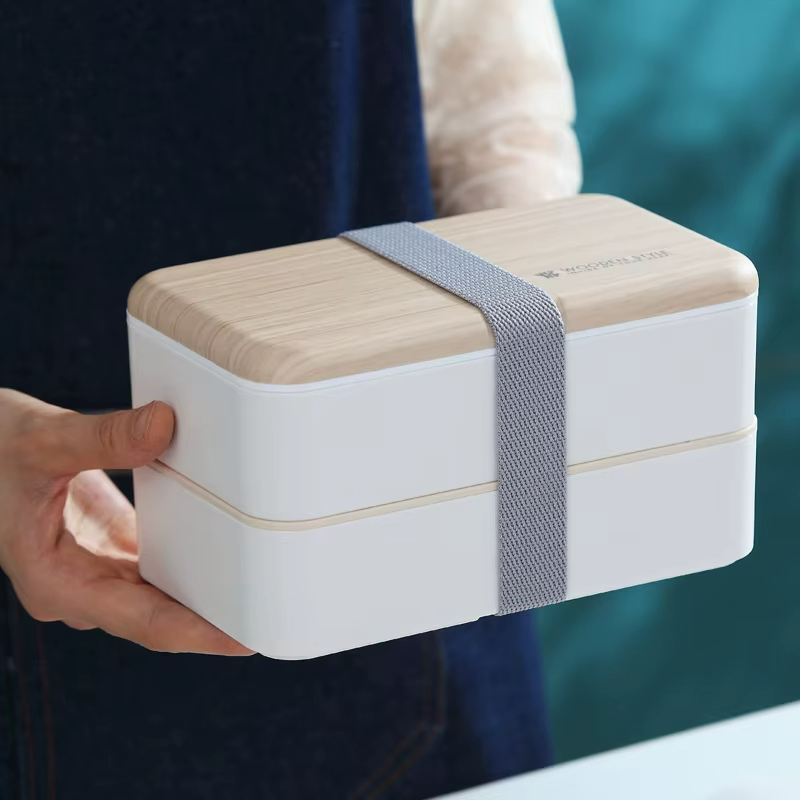 Adult Cute Double Layer Wooden Lunch Box