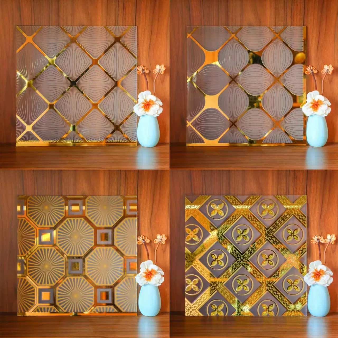 Golden Glass/Acid Etched Glass/Decorative Glass for Buildings Windows Home Decoration