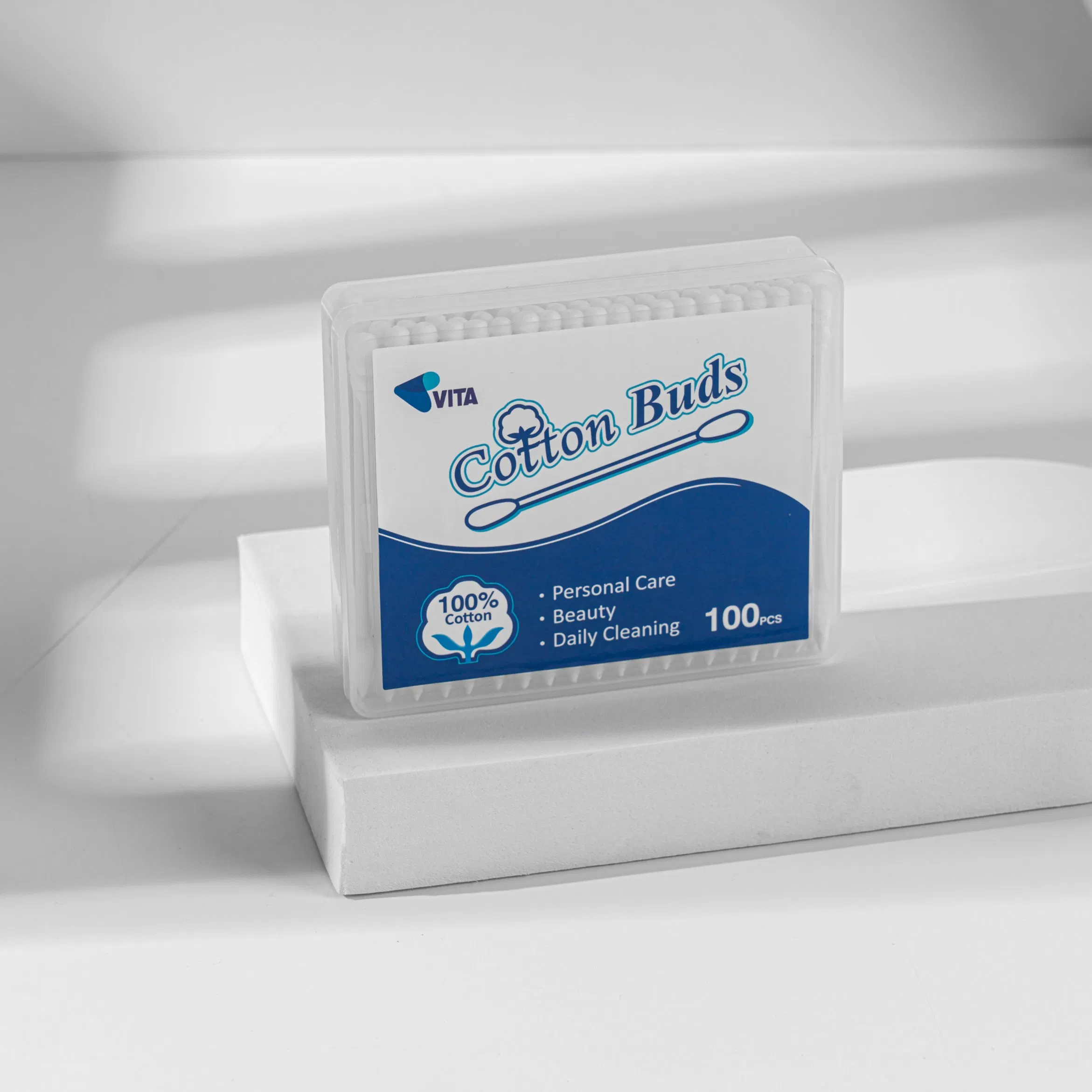 Premium Square Box of 100 Makeup Cotton Swabs for Beauty Care