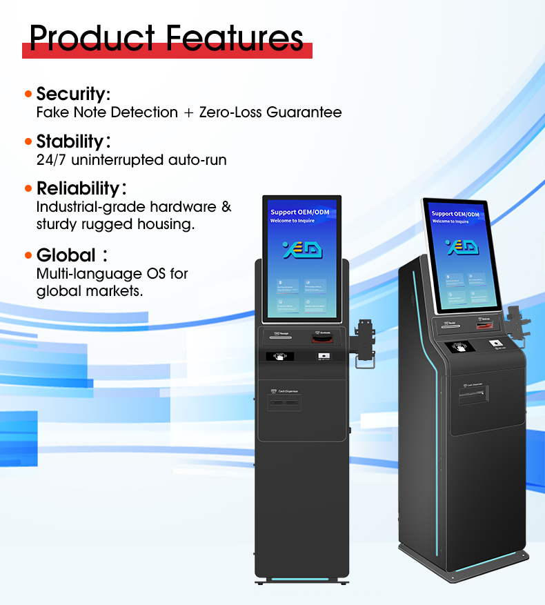 23.8passport Scanning Kiosk Coin Change and NFC Technology Advanced Cash Dispenser Kiosk