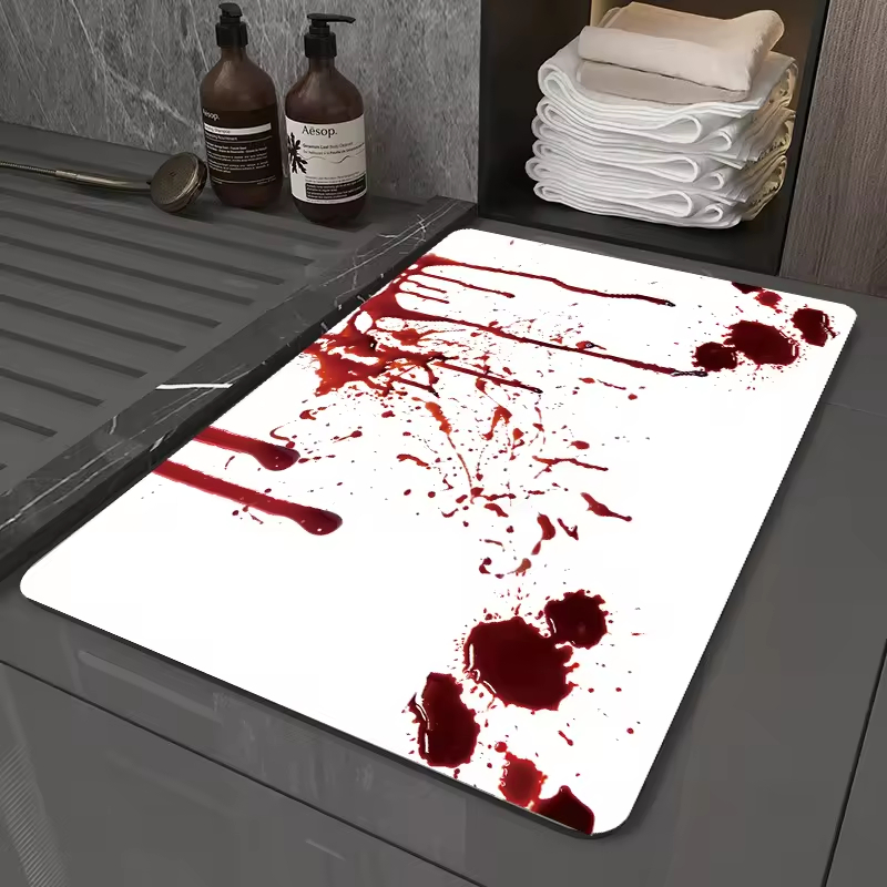 Halloween Prank Blood Bath Mat Absorption Non Slip Bathroom Shower Mat Blood Bath Mat