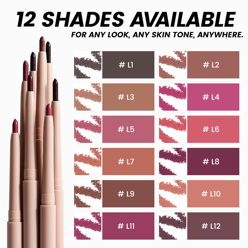 Makeup Pigmented Vegan Retractable Creamy Soft Touch Auto Lip Liner Lipliner Pencil