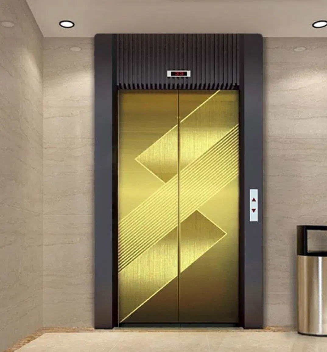 Ultra-Narrow Gold Metal Frame Cover for Modern Elevator Door