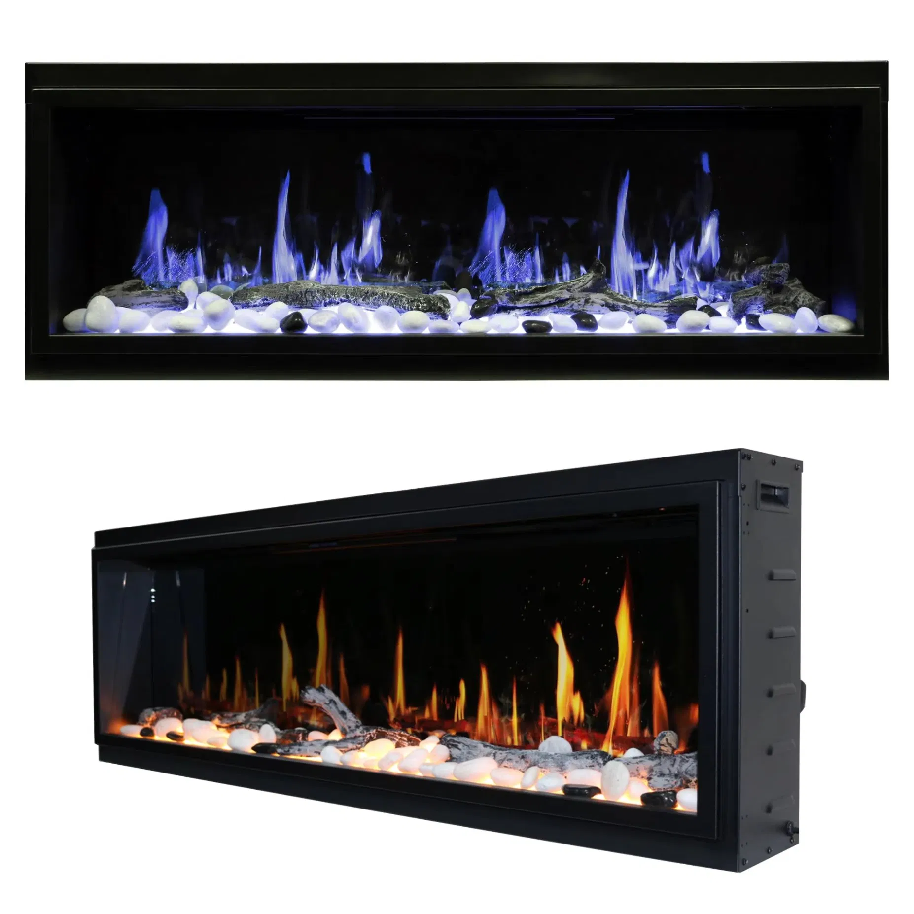OEM Direct Smart LCD Electric Fireplace with WiFi APP Control, 3D Realistic Flame Effect, Wall Mounted Heater for Modern Living Spaces