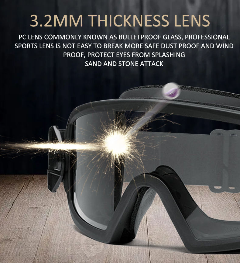 High Quality Eye Protection Shooting Glasses Tactical Goggles Windproof Anti Fog CS Protection Goggles Fits for Tactical Helmet