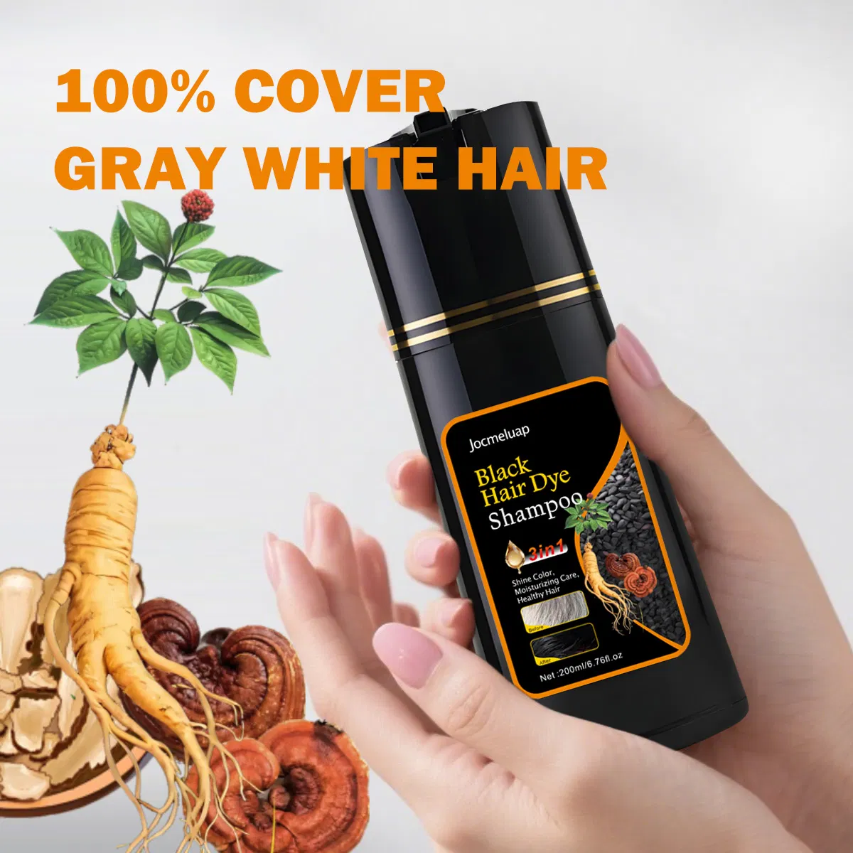 Black Shampoo Hair Dye Professional Ginger Natural Shampoo Herbal Hair Color Men Permanent Bubble Black Hair Dye Shampoo