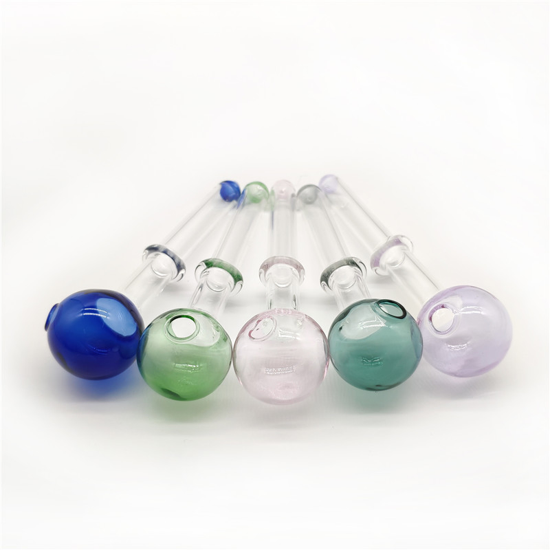 More Colors Tiny Round Head Straight Hand Glass Pipe Radiant Glass