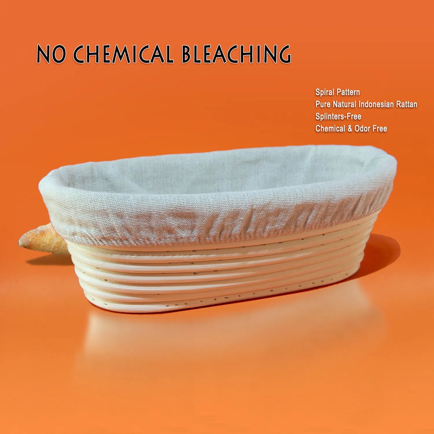 Eco-Friendly Natural Rattan 10 Inch Oval Bread Proofing Basket for Bakers