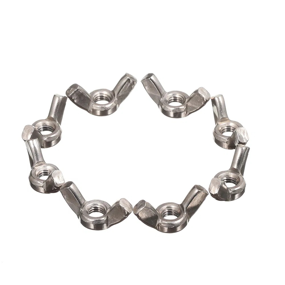 Grade 4.8 Zinc White Hand Locking Butterfly Wingnuts Hexagon Head DIN315 Stainless Steel Wing Nut