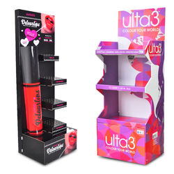 Free Design Cardboard Paper Stack Display Floor Stand Pop Cosmetic Perfume Cardboard Display Stands Lipstick Display with Logo