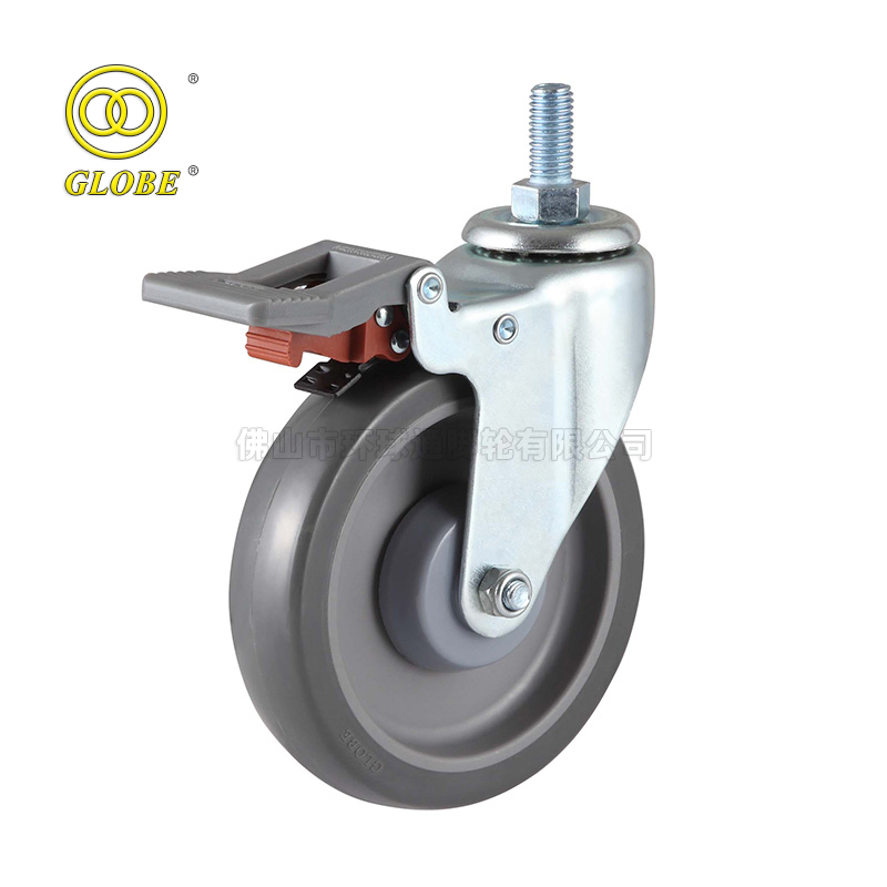 Swivel Shopping Wheel Caster PU Caster Wheel with Threaded Stem Bolt Hole