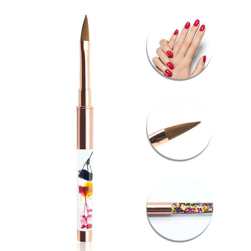 Guyo #8 Gold Liquid Inside Handle 100% Kolinsky Acrylic Brush